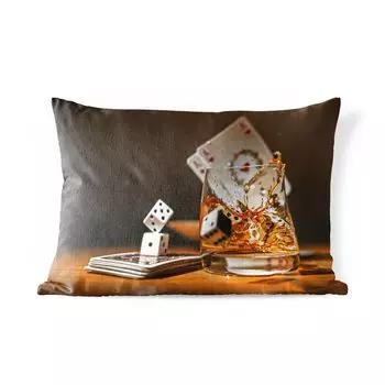 Уличная подушка MuchoWow — Виски и магия — 50x30 см — Защита от атмосферных воздействий — Подушка для отдыха — Чехол на подушку — Хлопчатобумажная ткань — Декоративные наволочки, мультиколор