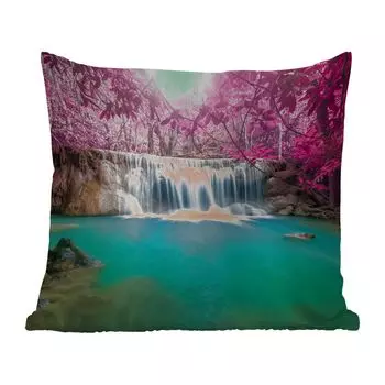 Уличная подушка MuchoWow - Водопад - Дерево - Розовый - Натуральный - 60x60 см - Устойчивость к атмосферным воздействиям - Подушка для отдыха - Чехлы для подушек - Декоративные чехлы для подушек - Декоративные чехлы для подушек, мультиколор