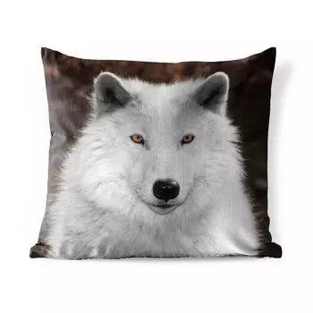 Уличная подушка MuchoWow - Волк - Белый - Портрет - 50x50 см - Устойчивость к атмосферным воздействиям - Подушка для отдыха - Чехол на подушку - Хлопчатобумажная ткань - Декоративные наволочки, мультиколор