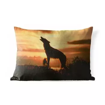 Уличная подушка MuchoWow - Волк - Солнце - Вырезанная из бумаги - 60x40 см - Устойчивость к атмосферным воздействиям - Подушка для отдыха - Чехлы для подушек - Декоративные чехлы для подушек - Декоративные чехлы для подушек, мультиколор