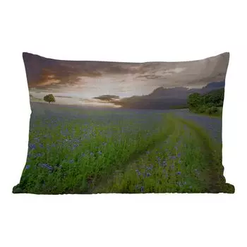 Уличная подушка MuchoWow - Закат - Цветы - Цвета - 50x30 см - Устойчивость к атмосферным воздействиям - Подушка для отдыха - Чехол на подушку - Хлопчатобумажная ткань - Декоративные наволочки, мультиколор