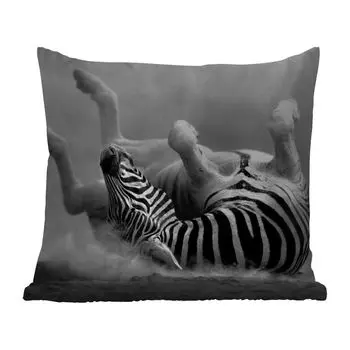 Уличная подушка MuchoWow - Зебра - Животные - Черный - Белый - 40x40 см - Устойчивость к атмосферным воздействиям - Подушка для отдыха - Чехол на подушку - Хлопчатобумажная ткань - Декоративные наволочки, мультиколор