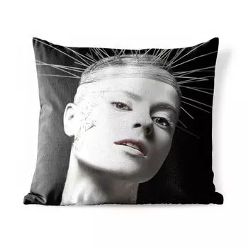 Уличная подушка MuchoWow - Женщина - Белый - Синий - 45x45 см - Устойчивость к атмосферным воздействиям - Подушка для отдыха - Чехлы для подушек - Декоративные чехлы для подушек - Декоративные чехлы для подушек, мультиколор