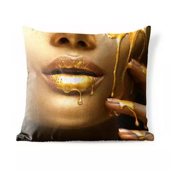 Уличная подушка MuchoWow - Женщина - Цвет - Золото - 50x50 см - Устойчивость к атмосферным воздействиям - Подушка для отдыха - Чехол на подушку - Хлопчатобумажная ткань - Декоративные чехлы на подушки, мультиколор