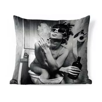 Уличная подушка MuchoWow - Женщина - Напиток - Черный - Белый - 60x60 см - Устойчивость к атмосферным воздействиям - Подушка для отдыха - Чехлы для подушек - Декоративные чехлы для подушек - Декоративные чехлы для подушек, мультиколор