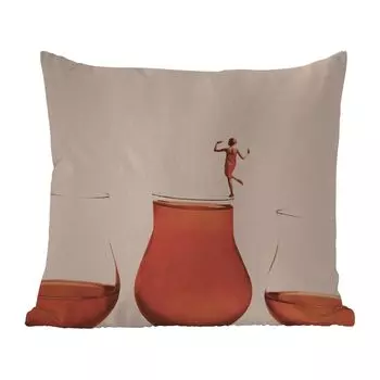 Уличная подушка MuchoWow - Женщина - Вино - Винтаж - 45x45 см - Устойчивость к атмосферным воздействиям - Подушка для отдыха - Чехлы для подушек - Декоративные чехлы для подушек - Декоративные чехлы для подушек, мультиколор