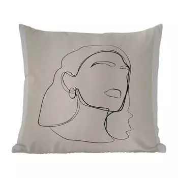 Уличная подушка MuchoWow - Женщины - Штриховой рисунок - Текст - Цитаты - 50x50 см - Устойчивость к атмосферным воздействиям - Подушка для отдыха - Чехол на подушку - Хлопчатобумажная ткань - Декоративные наволочки, мультиколор