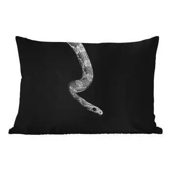 Уличная подушка MuchoWow - Животные - Змея - Черный - Белый - Портрет - 50x30 см - Устойчивость к атмосферным воздействиям - Подушка для отдыха - Чехол на подушку - Хлопчатобумажная ткань - Декоративные наволочки, мультиколор