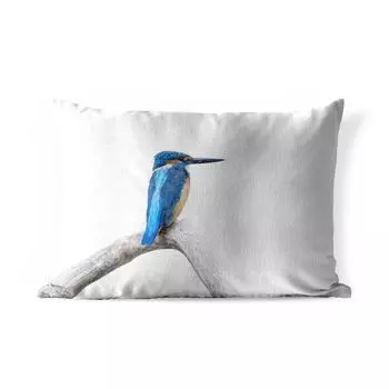 Уличная подушка MuchoWow — Зимородок — Ветка — Клюв — 50x30 см — Устойчивость к атмосферным воздействиям — Подушка для отдыха — Чехол на подушку — Хлопчатобумажная ткань — Декоративные наволочки, мультиколор