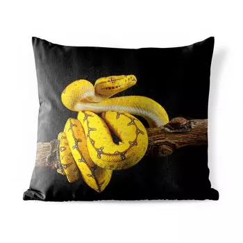 Уличная подушка MuchoWow - Змея - Ветка - Желтый - 40x40 см - Устойчивость к атмосферным воздействиям - Подушка для отдыха - Чехол на подушку - Хлопчатобумажная ткань - Декоративные наволочки, мультиколор