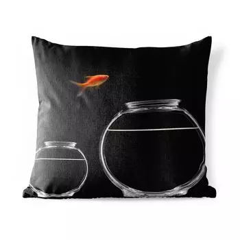 Уличная подушка MuchoWow - Золотая рыбка - Аквариум - Черный - 45x45 см - Устойчивость к атмосферным воздействиям - Подушка для отдыха - Чехлы для подушек - Декоративные чехлы для подушек - Декоративные чехлы для подушек, мультиколор