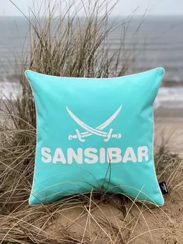 Уличная подушка Sansibar с наполнителем, 45x45, бирюзовый/белый