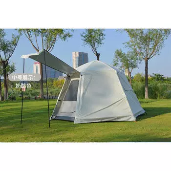 Уличная шестиугольная палатка Revos для 3-4 человек, семейная палатка из 2 человек, полностью автоматическая палатка для кемпинга и путешествий, непромокаемая, бежевая