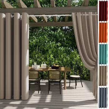 Уличная штора, комплект из 2 шт., устойчивый к атмосферным воздействиям, шторы с люверсами, непрозрачная защита от солнца, конфиденциальные шторы для патио, балкона, беседки, 132 x 243 см, красный easy home, коричневый