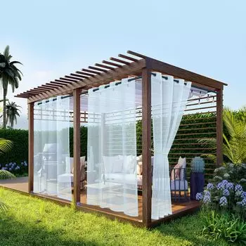 Уличная штора, водонепроницаемая, прозрачная с верхними люверсами, 132 х 213 см, уличные шторы, наружная штора для балкона, террасы, сада, перголы, 1 панель BTTO