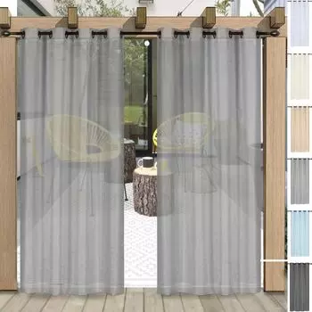 Уличная штора, водонепроницаемая, прозрачная с верхними люверсами, 132 х 244 см, уличные шторы для балкона, террасы, сада, перголы, 1 панель BTTO, серый