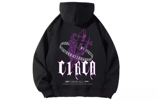 Уличная толстовка American Luxury Vintage с принтом логотипа и буквами C1RCA, Black Crew Neck