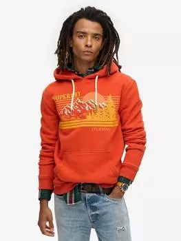 Уличная толстовка в графическую полоску с капюшоном Superdry, цвет Rust Orange