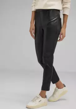 Уличные брюки STREET ONE, имитация искусственной кожи, черный