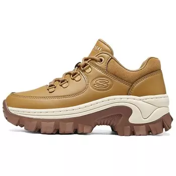 Уличные массивные кроссовки женские низкие желтый/белый/коричневый Skechers