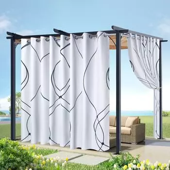 Уличные шторы, атмосферостойкие с люверсами вверху и внизу, непрозрачные, водонепроницаемые, уличные шторы, ветрозащитные, 1 шт. для балкона, беседки, темно-серые, 254x213c BTTO