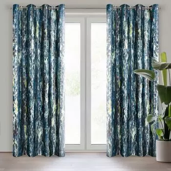 Уличные шторы, прозрачные шторы, прозрачные шторы из вуали, прозрачные шторы из вуали из полиэстера, прозрачная гостиная, воздушная декоративная штора для спальни, 244 х 132 см, комплект из 2 шт. Eurofirany, темно-синий