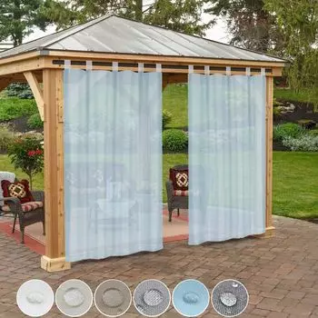 Уличные шторы Водонепроницаемые прозрачные шторы для патио со съемными петлями для садовой беседки, беседки на балконе, террасе, упаковка из 1 шт. (бежевый, 132 x 244 см) Qelus, синий