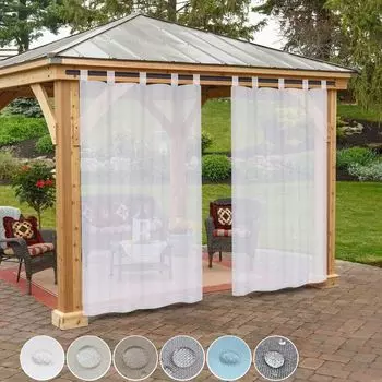 Уличные шторы Водонепроницаемые садовые шторы на рулонах и люверсах, готовые для патио, водонепроницаемые 140X250 Qelus, белый