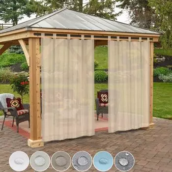 Уличные шторы, водонепроницаемые, с люверсами, Ш132xВ243СМ, водонепроницаемые уличные шторы для патио, балкона, перголы, садового павильона, упаковка из 2 шт., зеленые Qelus, зеленый