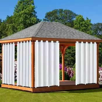 Уличные шторы, водонепроницаемые вуали, белые, прозрачные, с люверсами для патио, беседки, беседки, 1 шт. (180 x 213 см) BTTO, белый