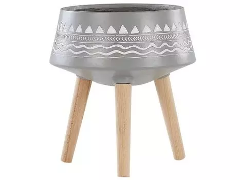 Уличный цветочный горшок Beliani WERIA цвет grau/hellgrau/eiche hell/wei