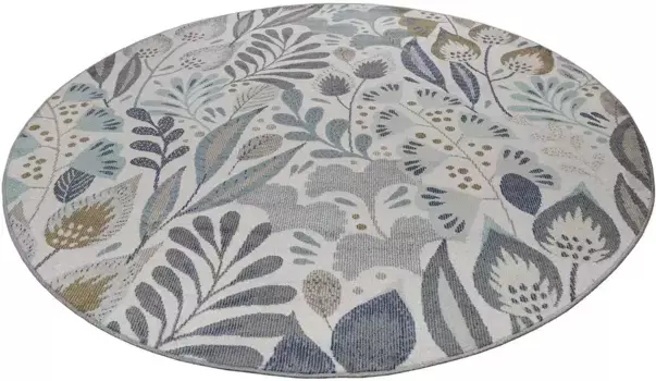 Уличный ковер Esprit "Фиолетовый", круглый, устойчивый к атмосферным воздействиям, с цветочным узором, идеально подходит для балконов, террас, кухонь, прихожих 200 см, синий/бежевый