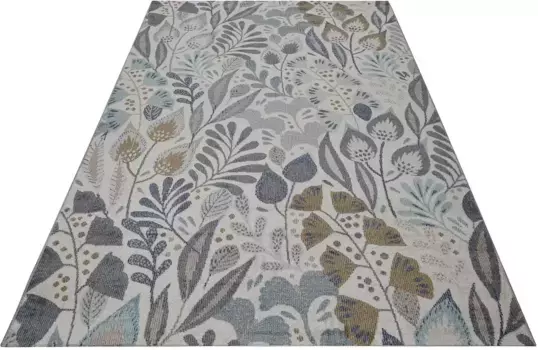 Уличный ковер Esprit "Lilly", прямоугольный, устойчивый к атмосферным воздействиям, с цветочным узором, идеально подходит для балконов, террас, кухонь, прихожих 200х200 см, синий/бежевый