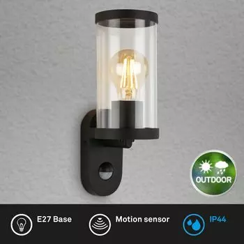 Уличный светильник Brilo KAIRO MOVE, розетка E27, 12 Вт, черный, IP44, размеры: 23 х 9,5 х 11,5 см Briloner