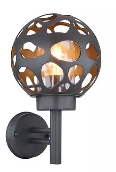 Уличный светильник Globo Lighting, антрацит, нержавеющая сталь, антрацитовый литой алюминий, прозрачный пластик, IP44, ШхВ: 200x327 мм, AL: 225 мм, без 1 светодиода E27 15 Вт, 230 В., серый