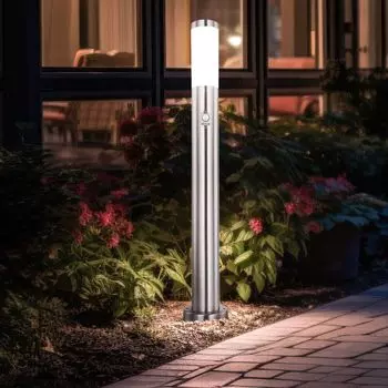 Уличный светильник из нержавеющей стали с датчиком движения и светодиодом. etc-shop, серебро