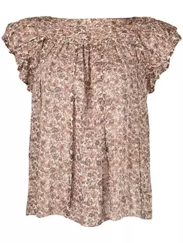 Ulla Johnson блузка Akil с оборками и цветочным принтом, коричневый