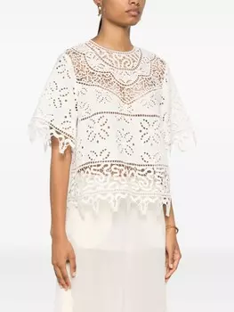 Ulla Johnson блузка Aria с английской вышивкой, нейтральный цвет