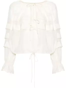 Ulla Johnson блузка Cora с оборками, нейтральный цвет