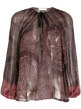 Ulla Johnson блузка Pauline с принтом, коричневый