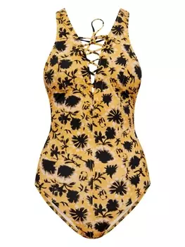 Ulla Johnson купальник с цветочным принтом, желтый