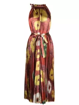 Ulla Johnson платье Amiko с цветочным принтом и складками, красный