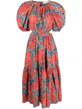 Ulla Johnson платье миди с графичным принтом, оранжевый