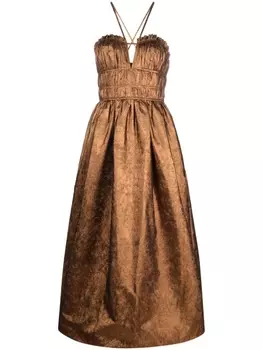 Ulla Johnson платье миди Seraphina с вырезом халтер, коричневый