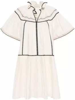 Ulla Johnson платье мини с вышивкой, нейтральный цвет