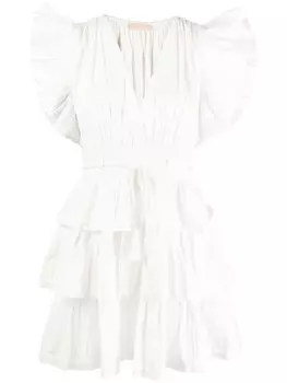 Ulla Johnson ярусное платье мини Camilla, белый