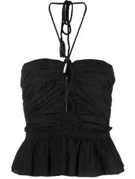 Ulla Johnson топ Adaleigh с вырезом халтер и сборками, черный