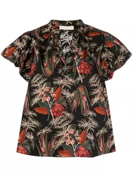 Ulla Johnson топ Klara с цветочным узором, черный