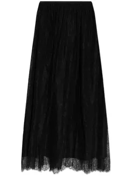 Ulla Johnson юбка миди с кружевом, черный