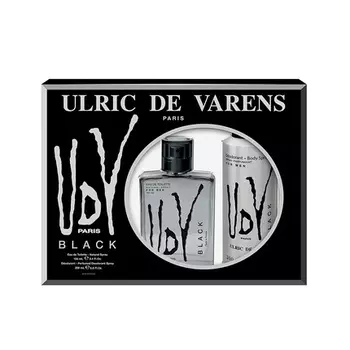 Ulric de Varens for Men BLACK Gift Set 100 мл EDT и дезодорант-спрей 200 мл